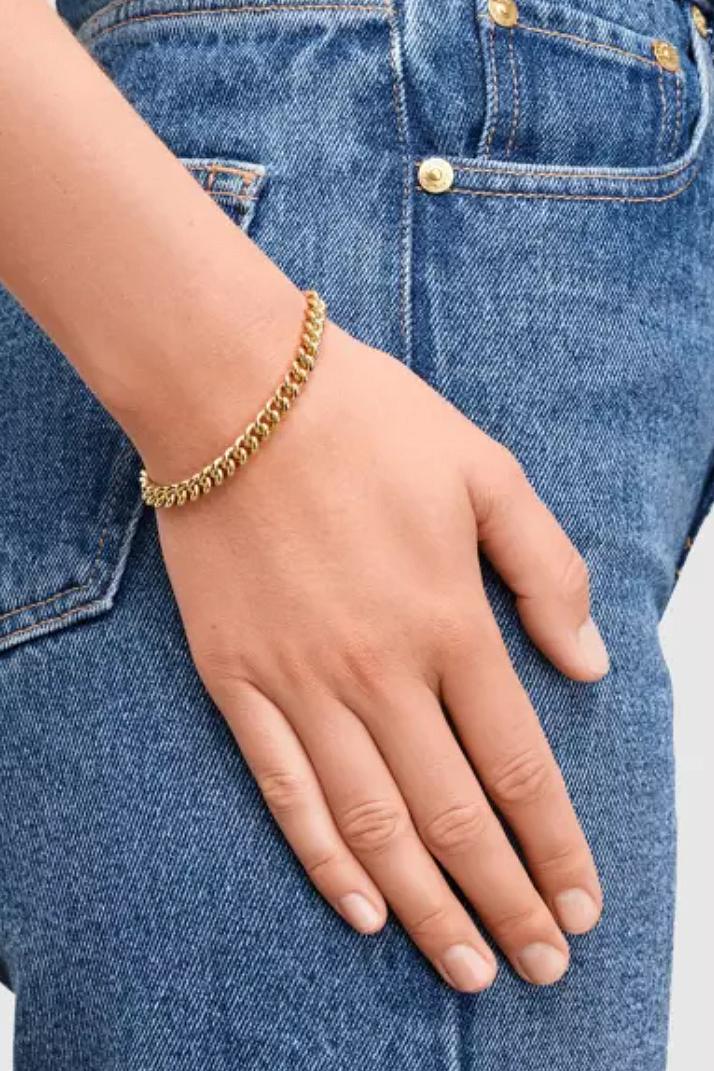 Rounded Curb Bracelet Thick Gold 7,0 Inches | Tom Wood